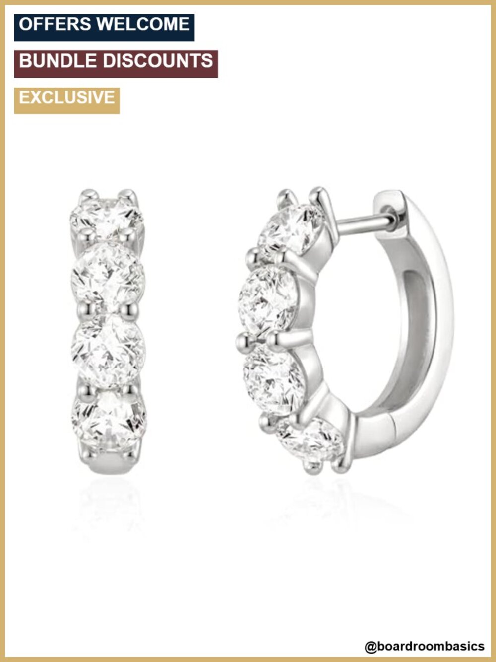 14k Gold Plated Huggie Earrings 5A CZ Diamond Look Women Jewelry